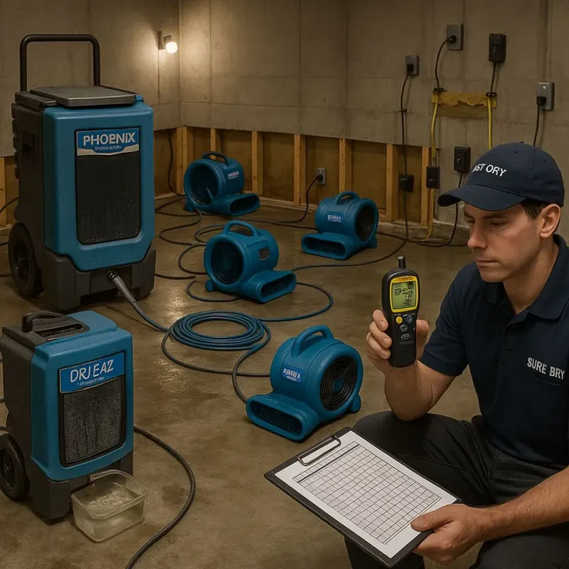 Structural Drying and Dehumidification process in Oro Valley, AZ